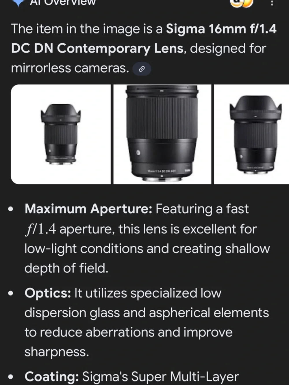 Sigma Beauty 16mm f/1.4 Wide-Angle Lens - Black